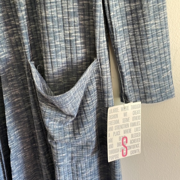 Lularoe Sarah blue ribbed long cardigan duster size small new - Picture 4 of 5